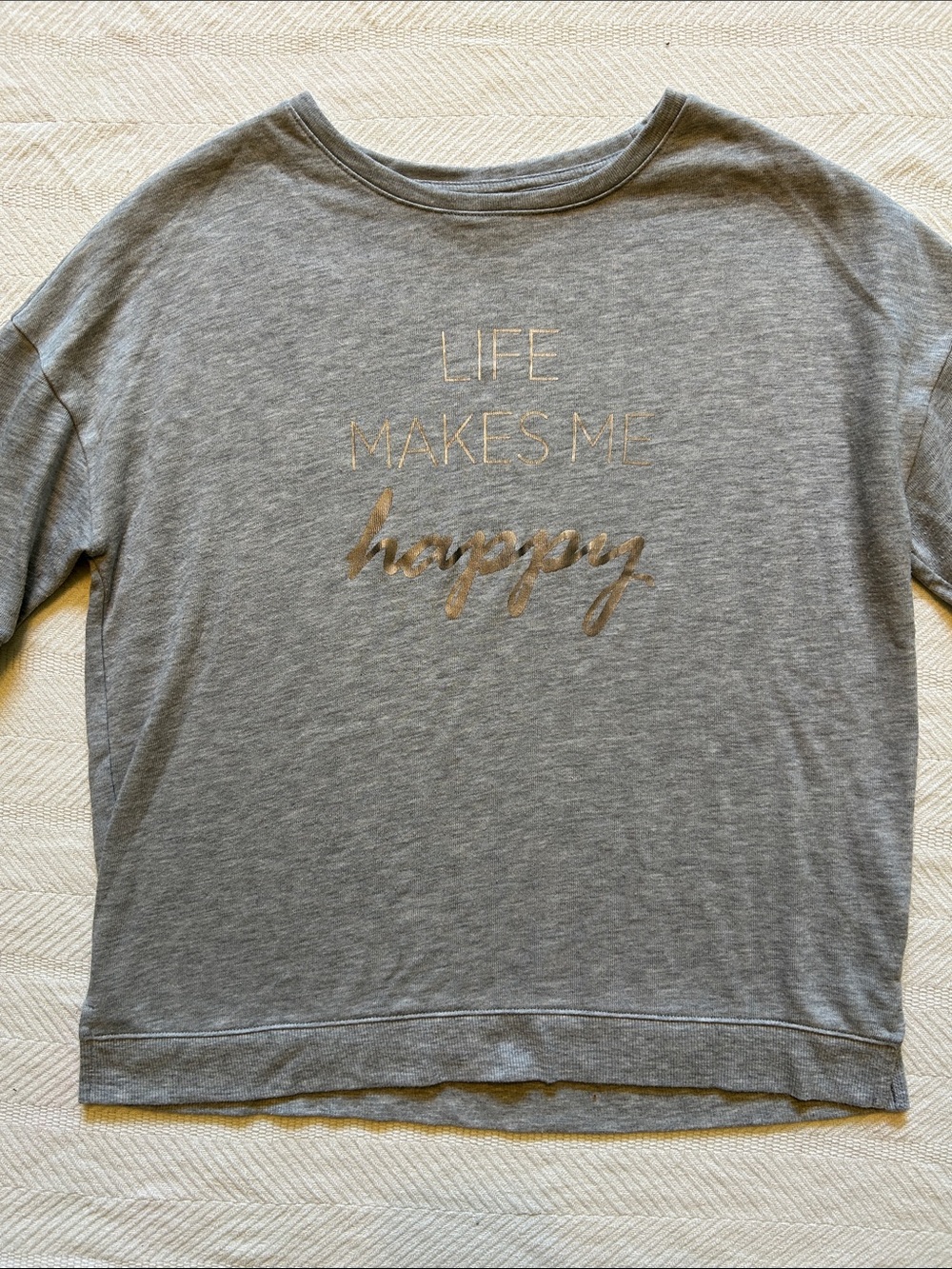 Grey Graphic Pullover Sweatshirt with silver Script